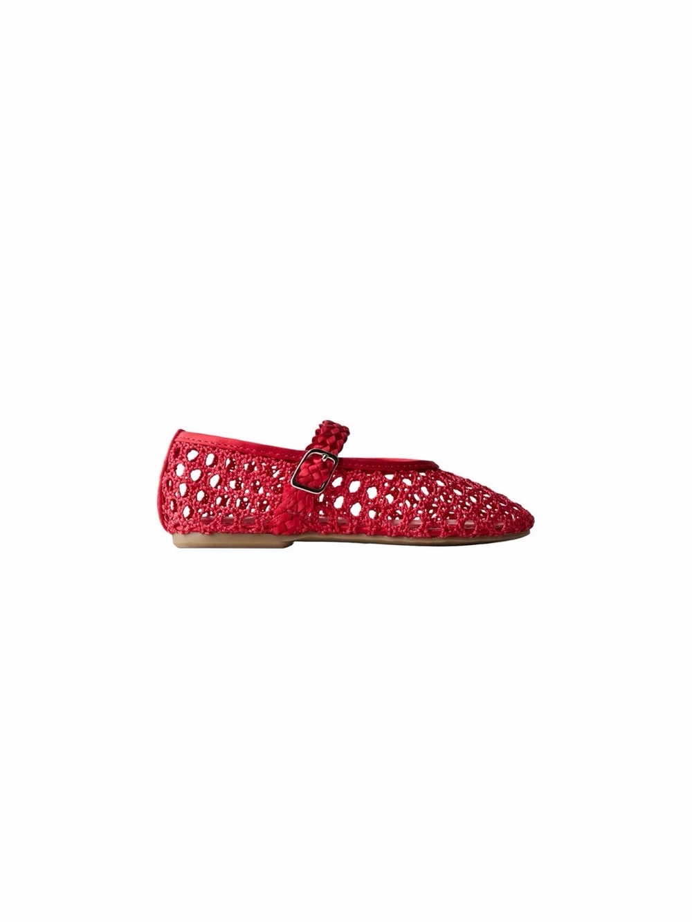 Zara OPENWORK BALLET FLATS Size USA Kids Size Girls 10.5 - RED